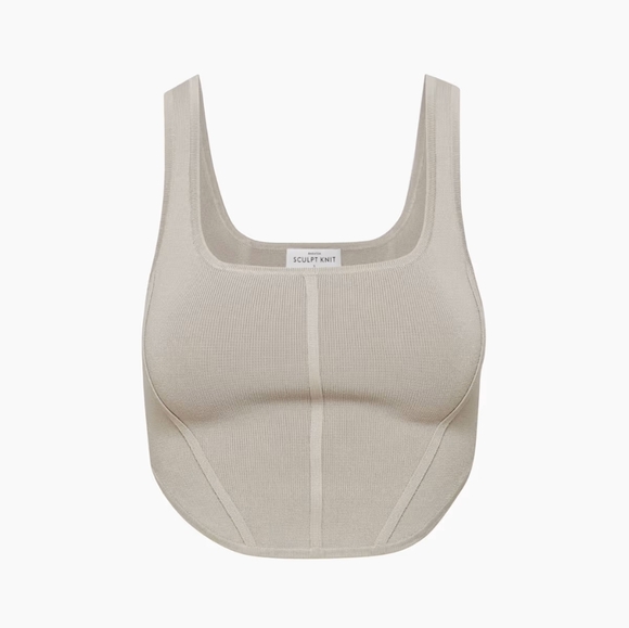 Aritzia Tops - Aritzia Babaton Sculpt Knit Bustier Tank Top Small In Taupe